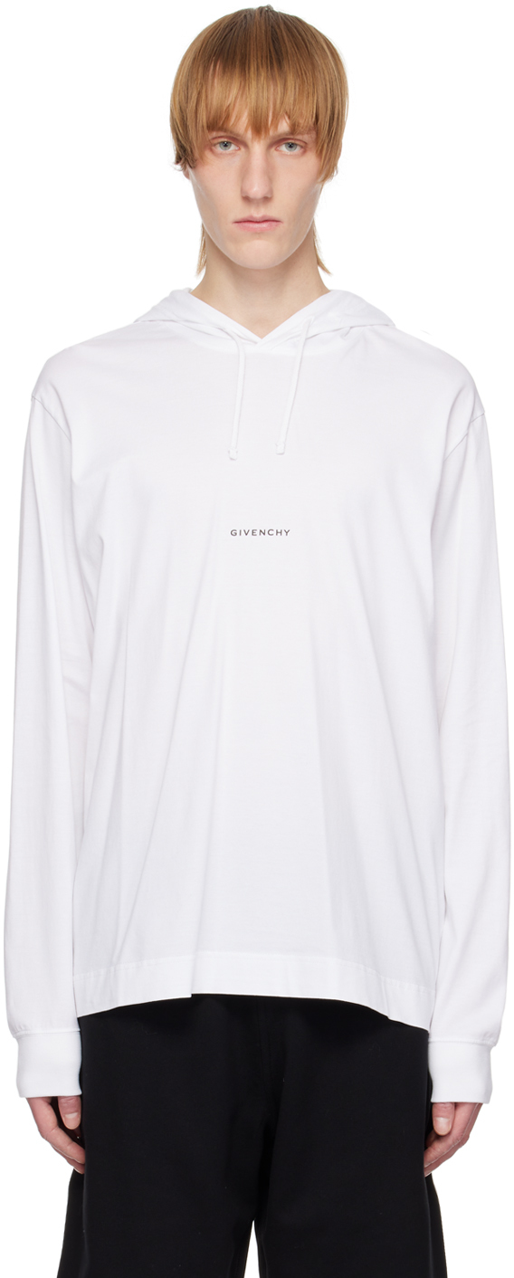 Givenchy White Printed Hoodie In 100-white