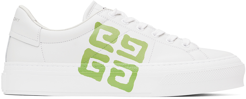 White & Green City Sport Sneakers by Givenchy on Sale