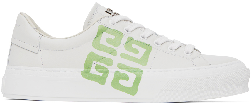 Givenchy White City Sport Sneakers In White Mint Green