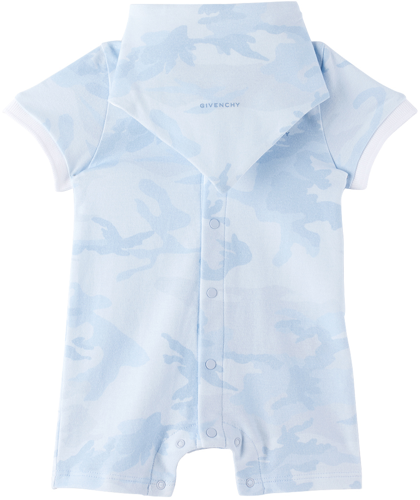 Givenchy Camouflage-print Babygrow Set In Blue