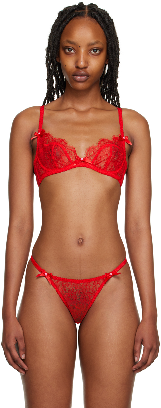 AGENT PROVOCATEUR Lorna bow-embellished Leavers lace underwired soft-cup bra