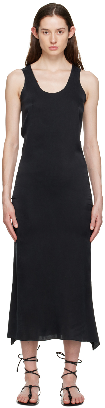 Gabriela Coll Garments: Black Raw Edge Midi Dress | SSENSE Canada