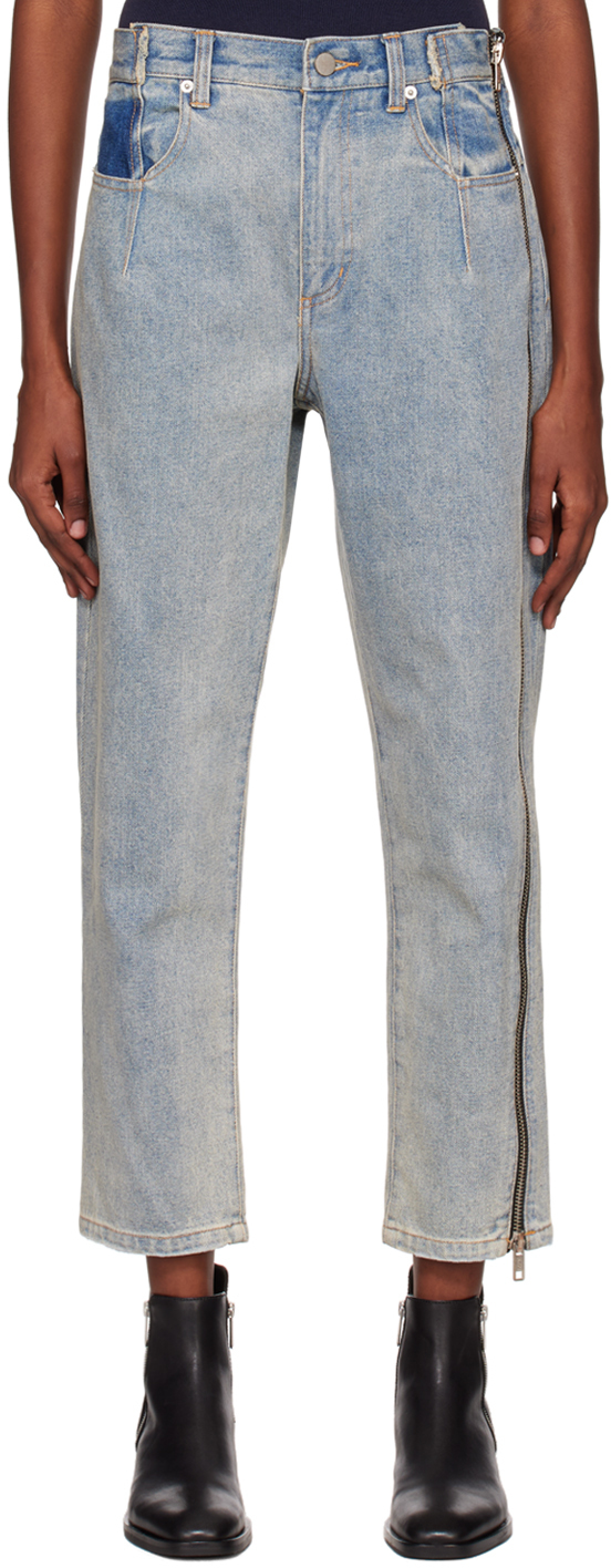 Blue Zip-Detail Jeans