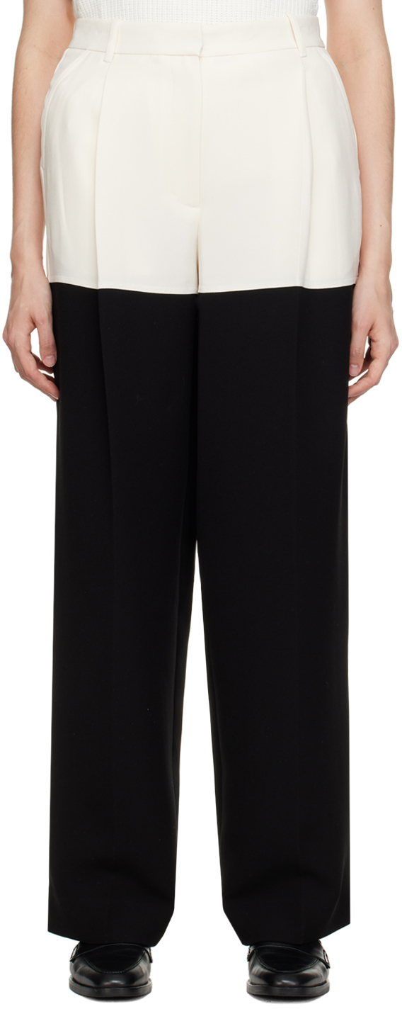 Off-White & Black Colorblock Trousers