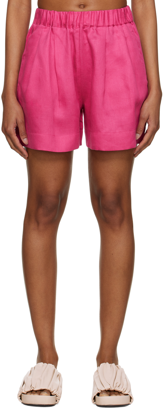 Shop Asceno Pink Zurich Shorts In Hot Pink