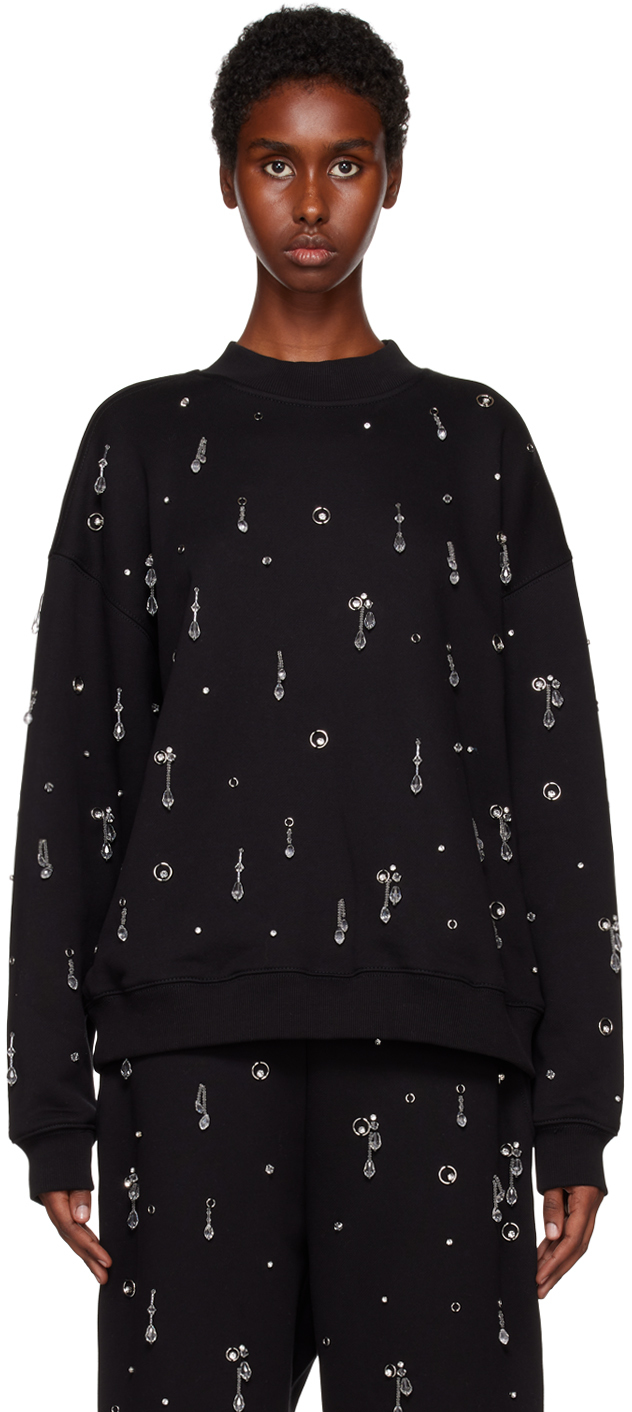 Black Drip Embellished Compact Sweatshirt by 3.1 Phillip Lim on Sale