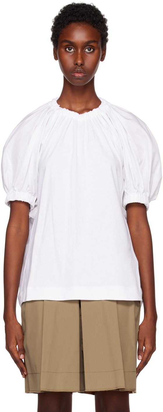 White Puff Sleeve T-Shirt by 3.1 Phillip Lim on Sale