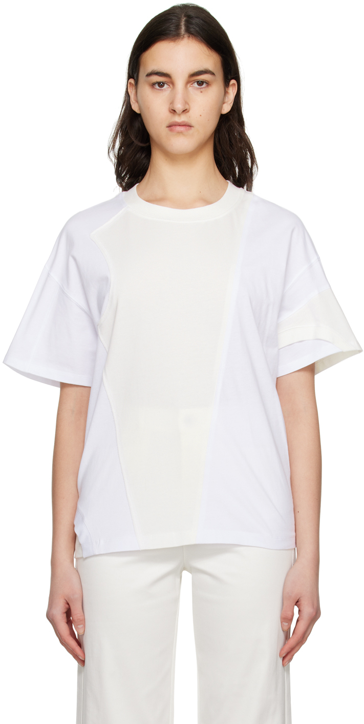 3.1 Phillip Lim / フィリップ リム White Deconstructed T-shirt In Wh179 White-ecru Mul