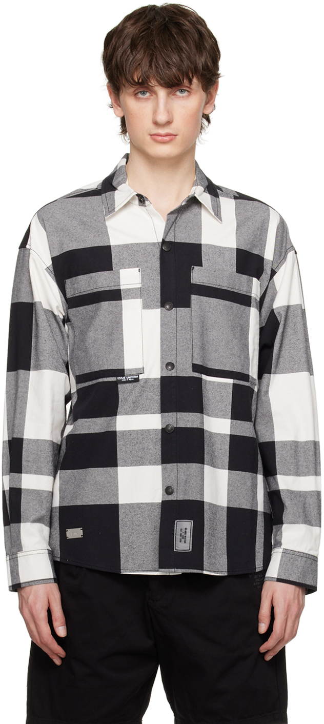 Chemise Vintage 100% Coton à Carreaux Noirs - Taille M, Manches Courtes - Marque 1975 SURPLUS RAW VINTAGE, Neuve Avec étiquettes