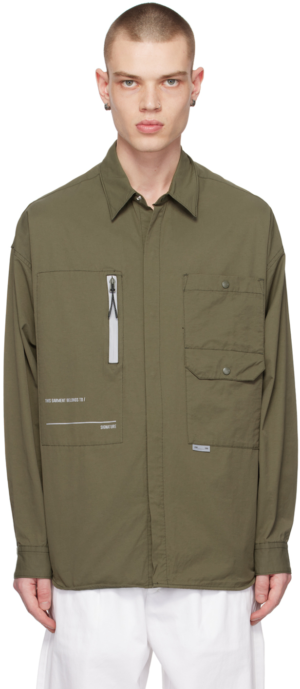 Izzue Multi-pocket Cotton Shirt In Brown