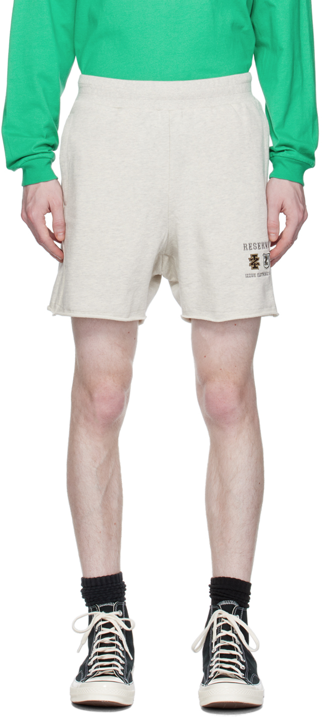 Izzue Grey Embroidered Shorts In Wh2