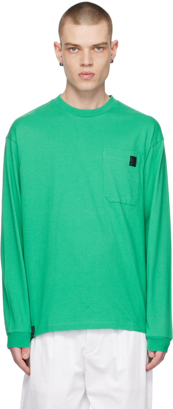 Izzue Green Crewneck Long Sleeve T-shirt In Grx