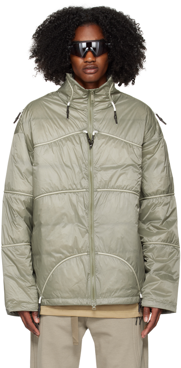 A. A. Spectrum Khaki Plume Puffer Down Jacket In Clay Grey