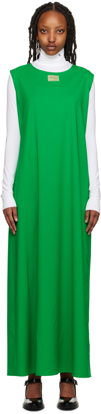 Shop Raf Simons Green Crewneck Maxi Dress In 0020 Green