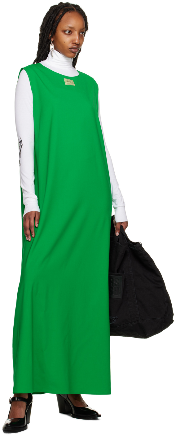 RAF SIMONS GREEN CREWNECK MAXI DRESS 