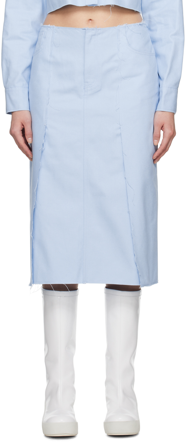 Raf Simons: Blue Paneled Midi Skirt | SSENSE
