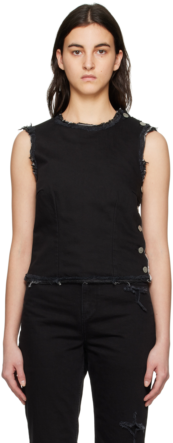 Black Doubled Denim Tank Top