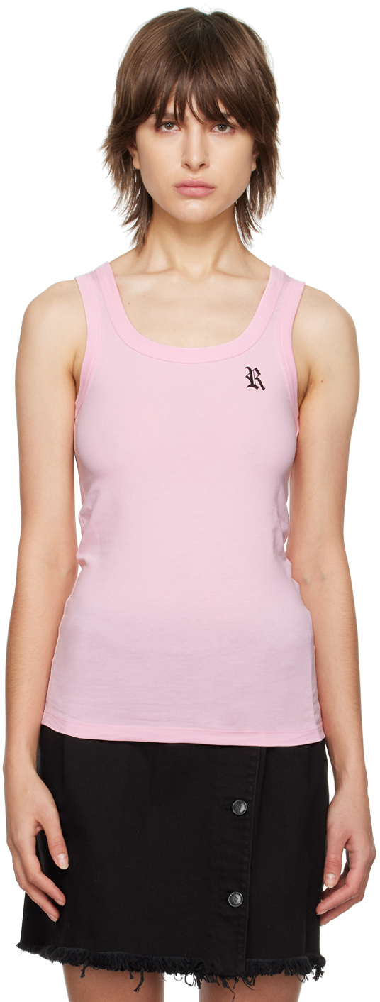 Raf Simons Pink Patch Tank Top In 0034 Light Pink