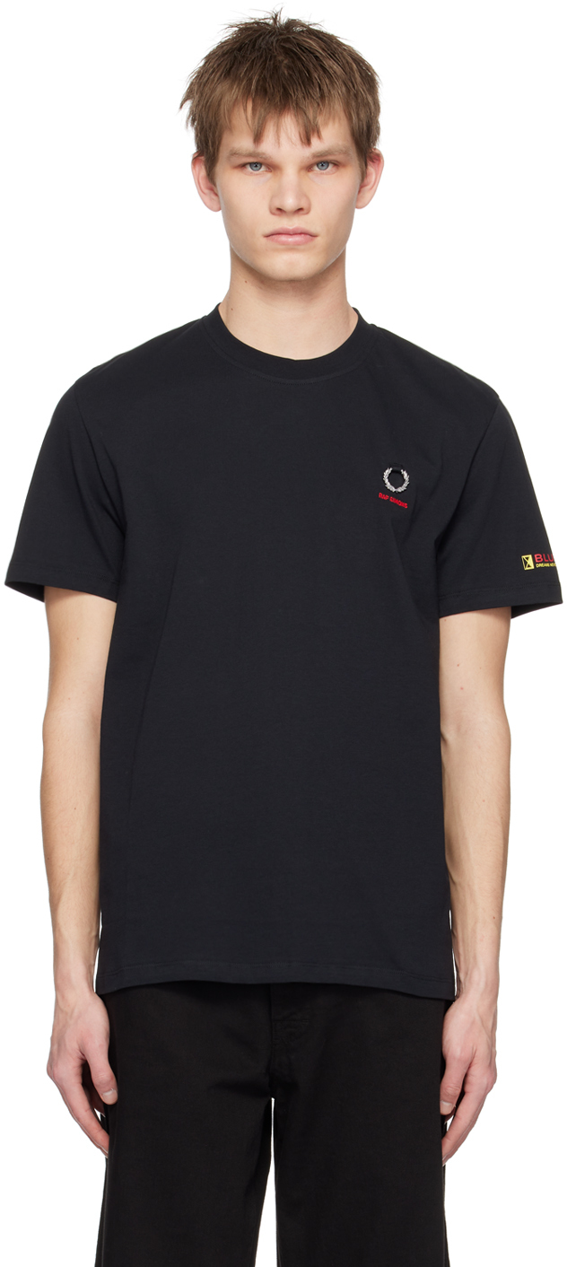 Raf Simons Black Embroidered T-shirt In 102 Black