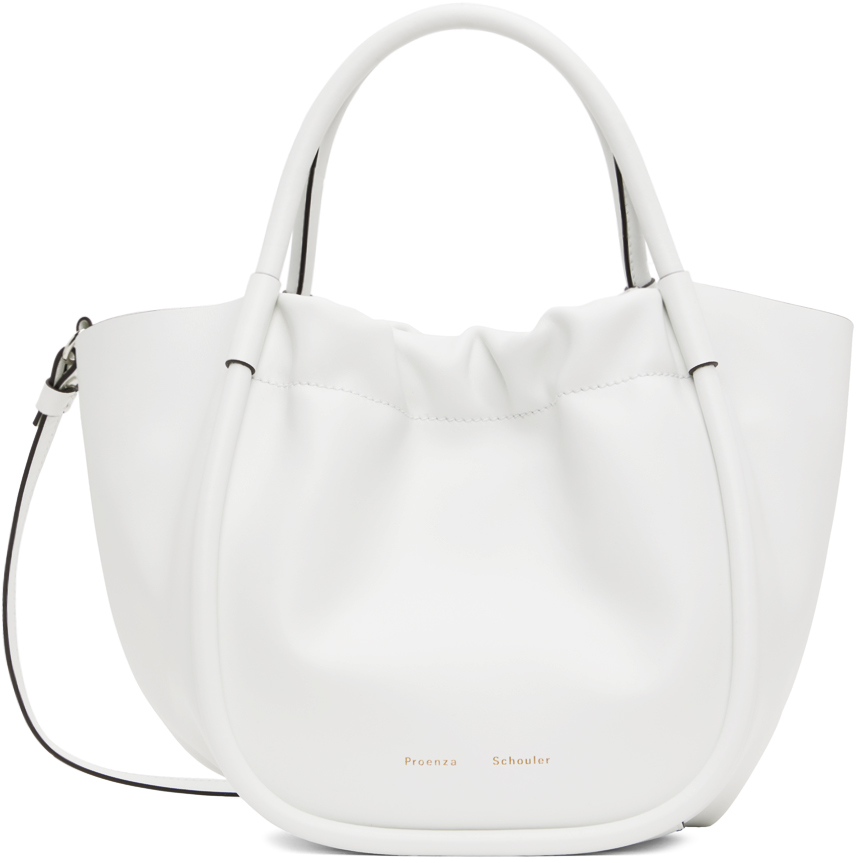 PROENZA SCHOULER WHITE SMALL RUCHED CROSSBODY TOTE
