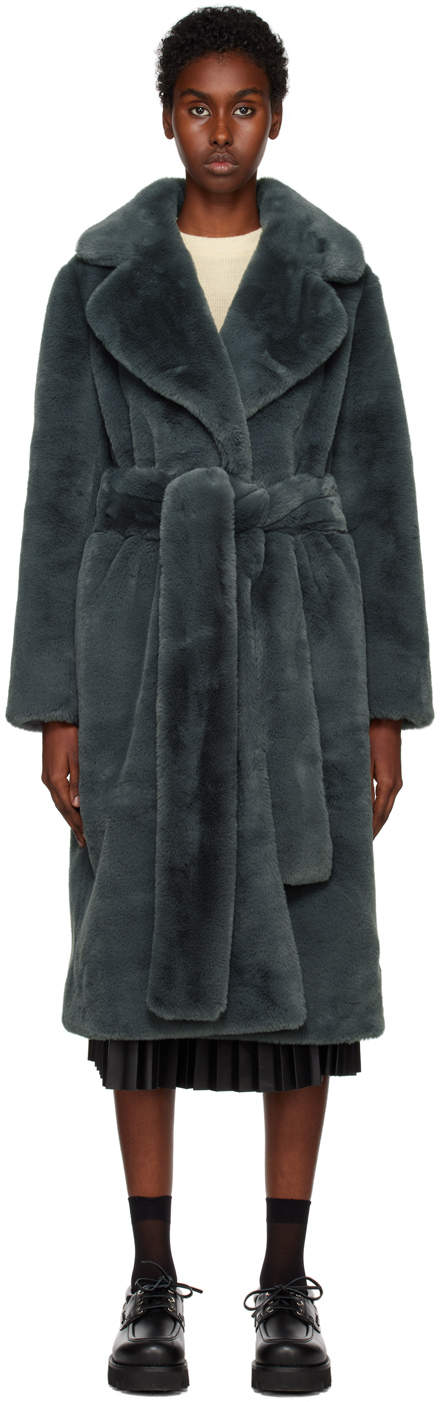 Shop Proenza Schouler Gray  White Label Faux-fur Coat In Dark Grey