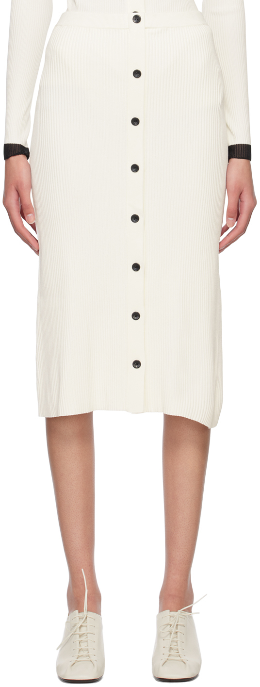 Shop Proenza Schouler Off-white  White Label Button Midi Skirt In Cream