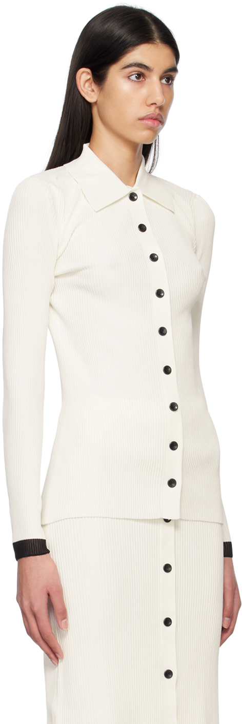 Proenza Schouler Off-white  White Label Pointed Collar Cardigan In Cream