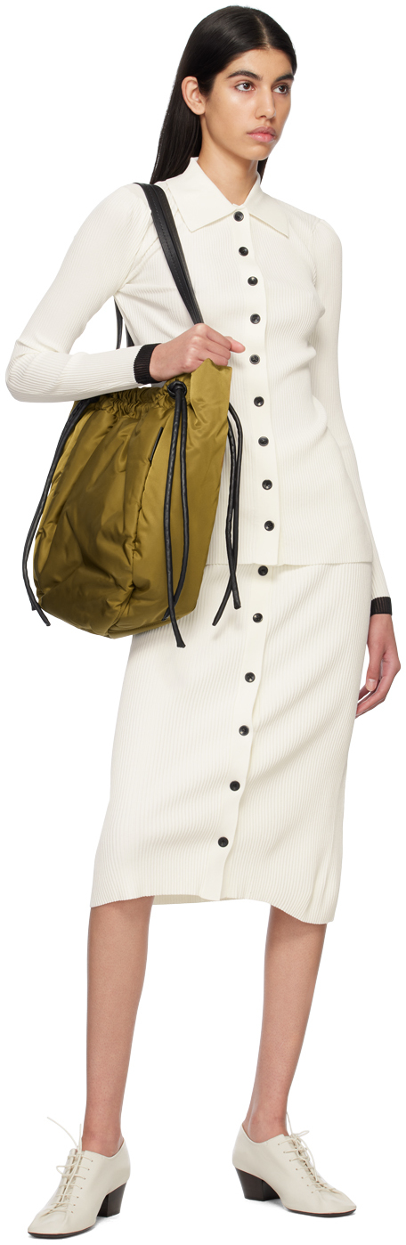 Proenza Schouler Off-white  White Label Pointed Collar Cardigan In Cream
