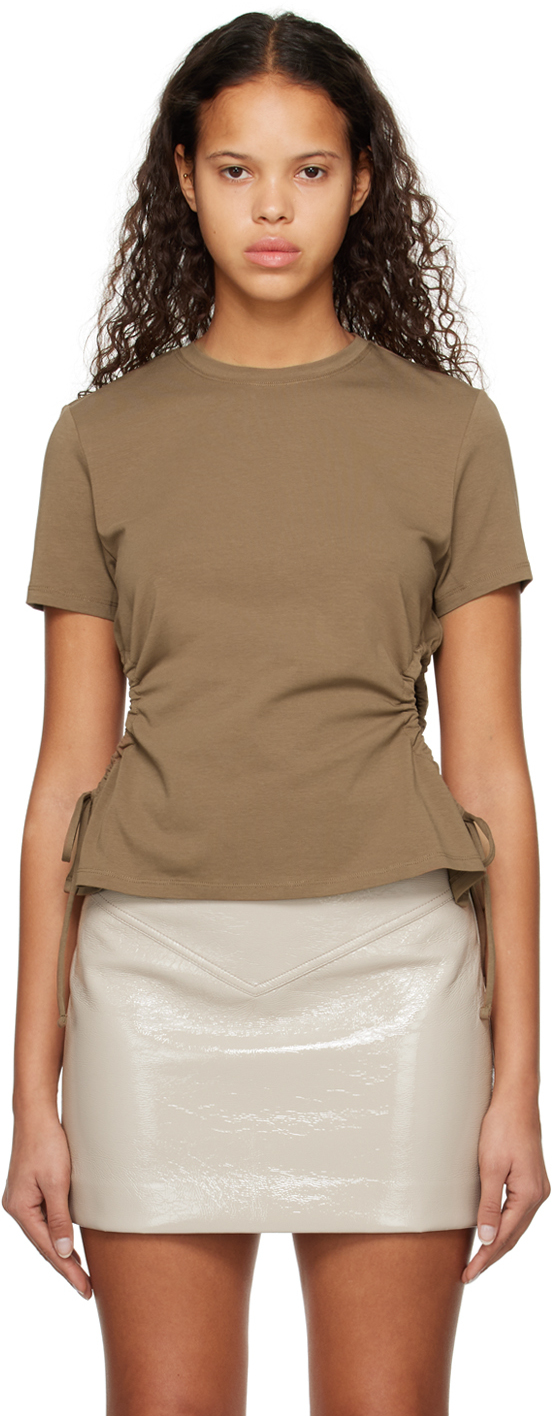 Brown Proenza Schouler White Label Slit T-Shirt