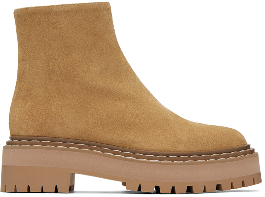 Tan Lug Sole Platform Boots by Proenza Schouler on Sale