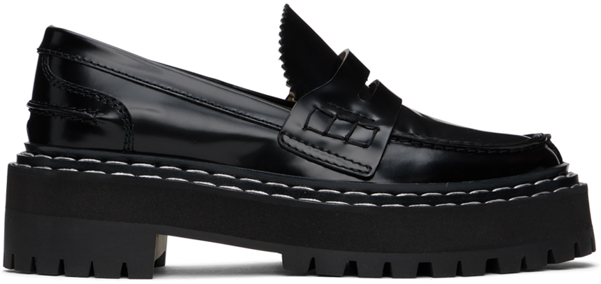 Shop Proenza Schouler Black Lug Sole Platform Loafers In 999 Black