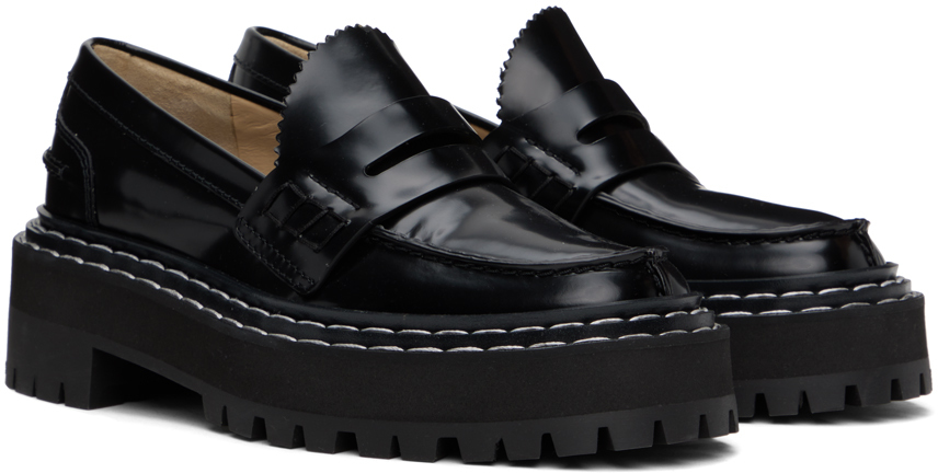 PROENZA SCHOULER BLACK LUG SOLE PLATFORM LOAFERS 