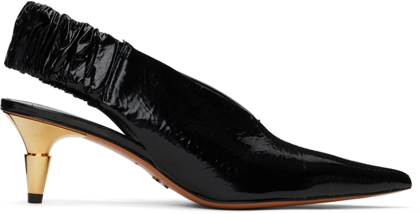 Chaussures à petit talon noires à bout pointu et à bride arrière