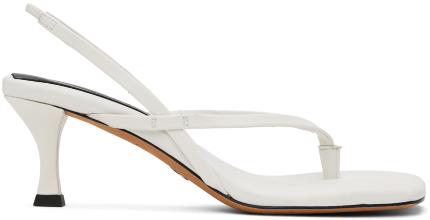 Shop Proenza Schouler White Square Thong Heeled Sandals In 17052-100-white