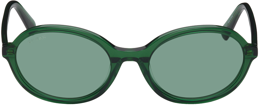 Shop By Far Green Velvet Sunglasses In Trem Transparent Eme