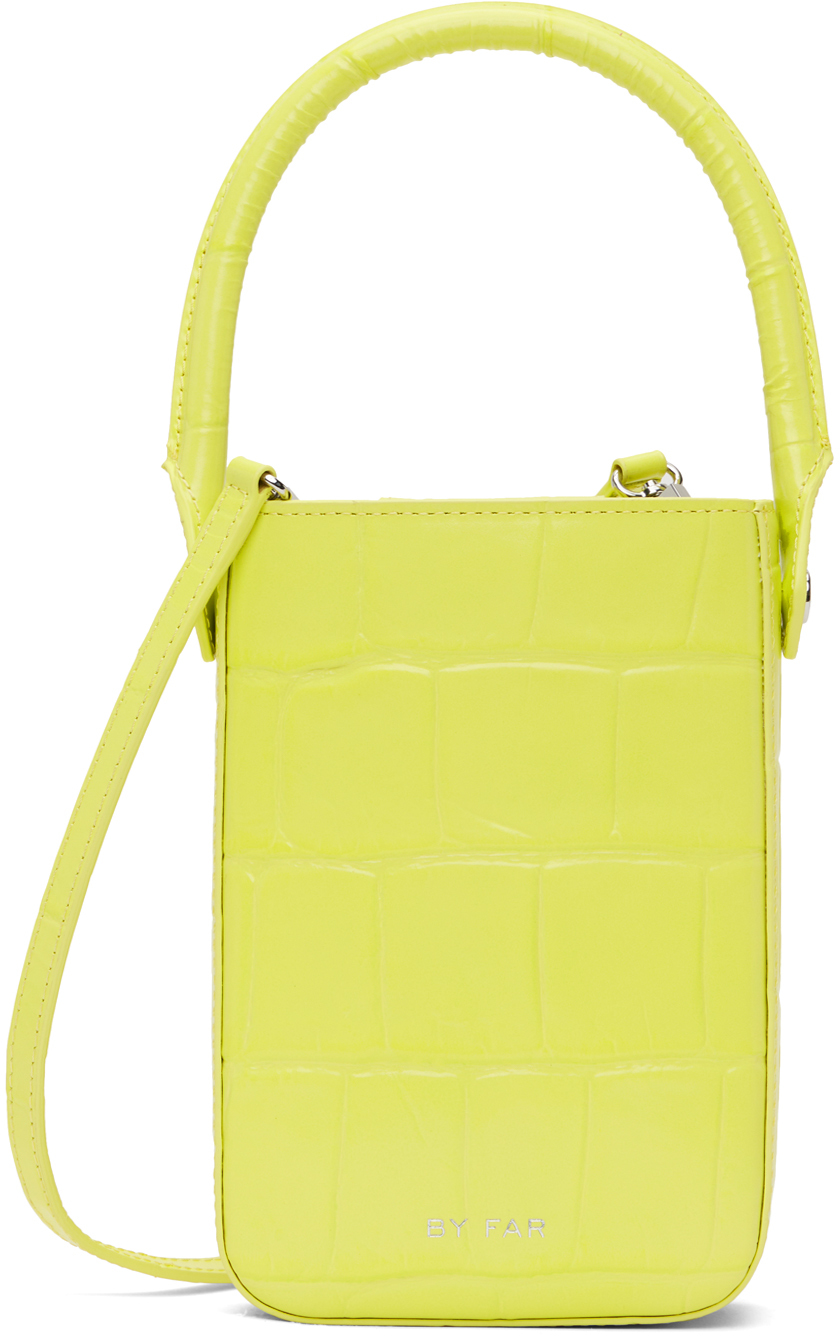 BY FAR GREEN MAXI CROC-EMBOSSED NOTE BAG