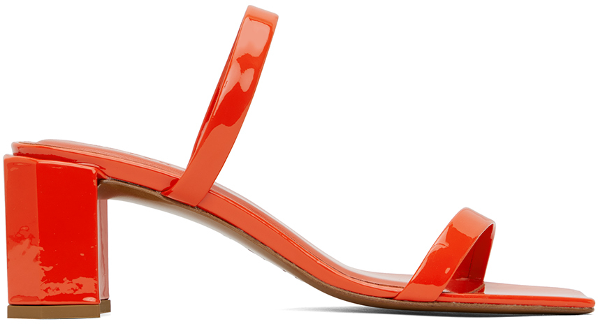 Shop By Far Red Tanya Heeled Sandals In Flm Flame