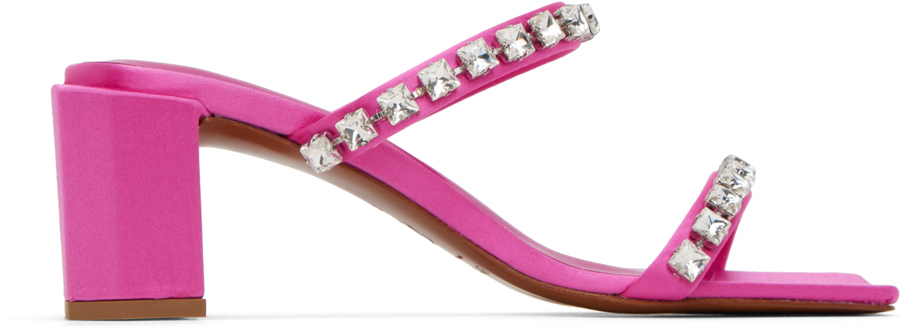 By Far 60mm Tanya Embellished Satin Sandals In Rosa