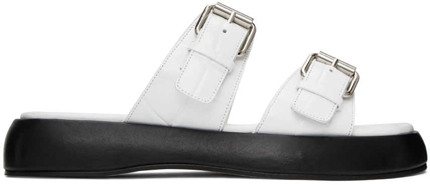 White Wyatt Sandals by BY FAR on Sale