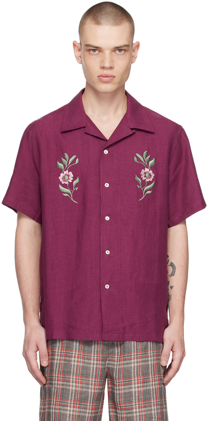 De Bonne Facture Purple Embroidered Shirt