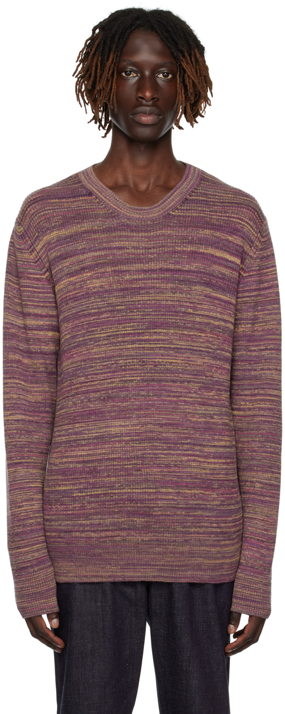 De Bonne Facture Purple Ribbed Sweater In Multicolor Plum