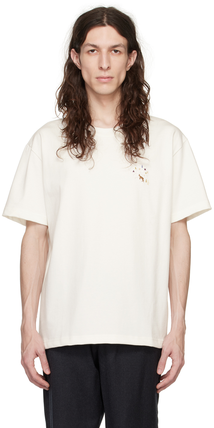 De Bonne Facture White Embroidered T-Shirt