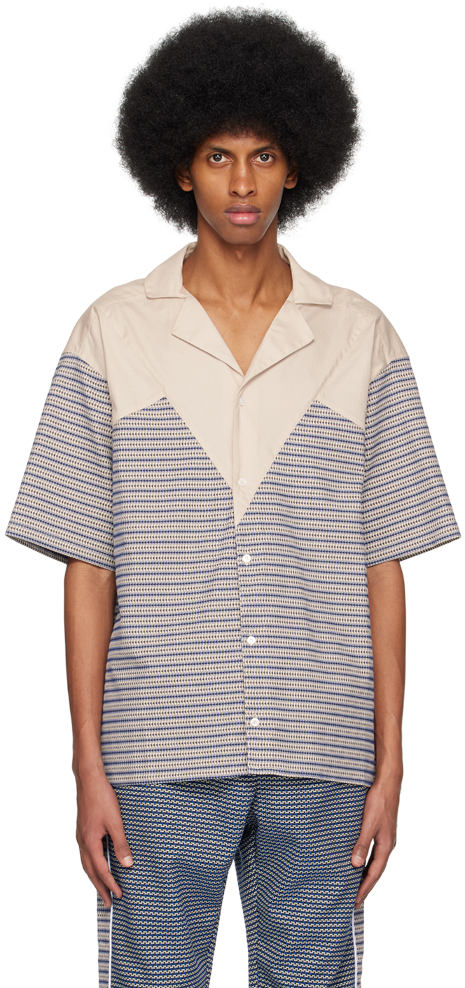 Ahluwalia Khorba Cotton-blend Short-sleeved Shirt In Beige