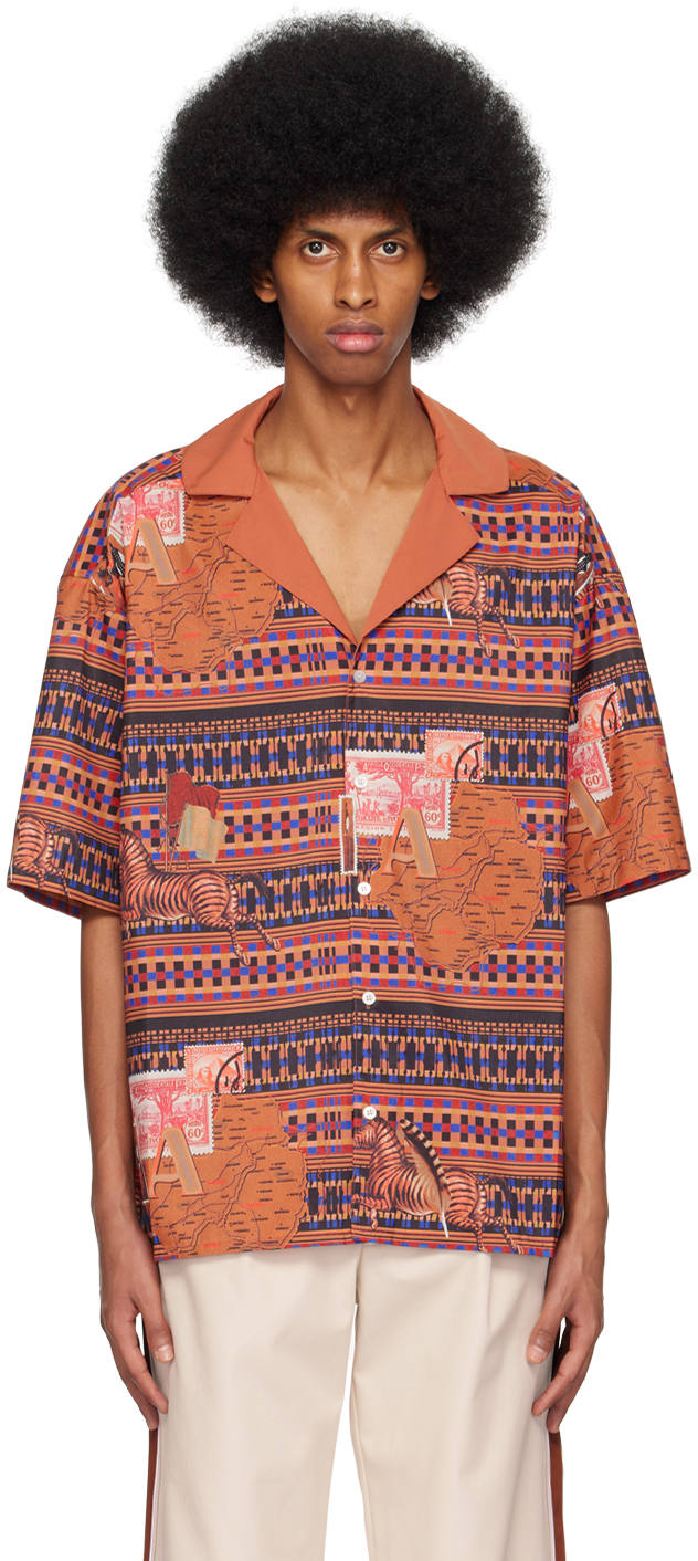 Ahluwalia: Brown Graphic Shirt | SSENSE