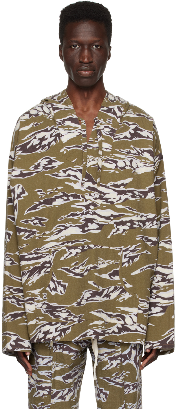 South2 West8 Khaki Printed Hoodie In A-tiger