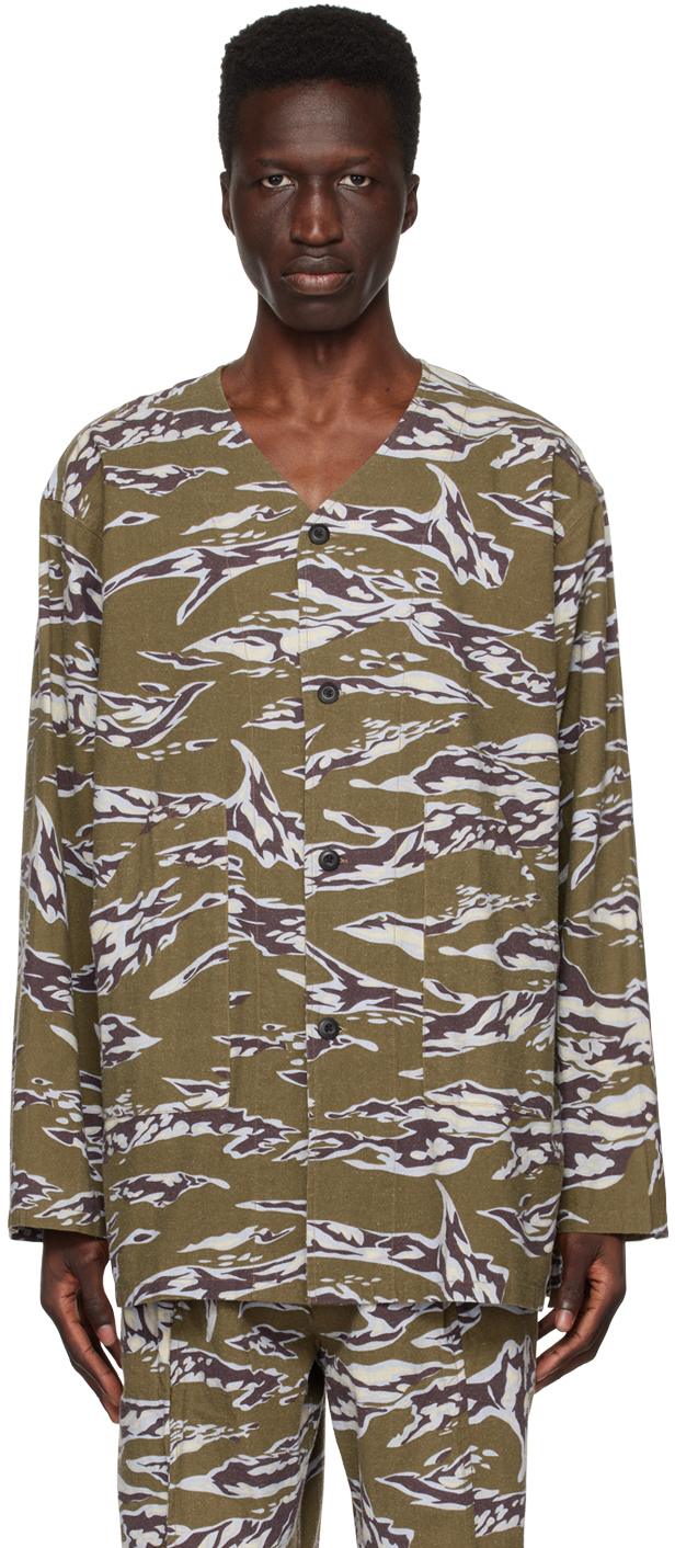 South2 West8 Khaki Army Shirt In A-tiger