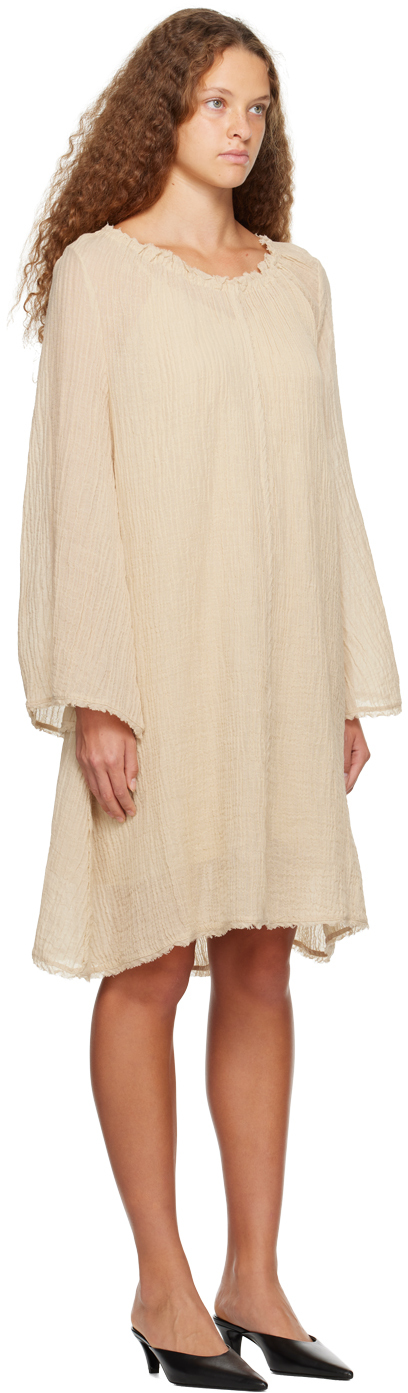 By Malene Birger Miya Frayed Linen-gauze Mini Dress In 12a Lt. Sand
