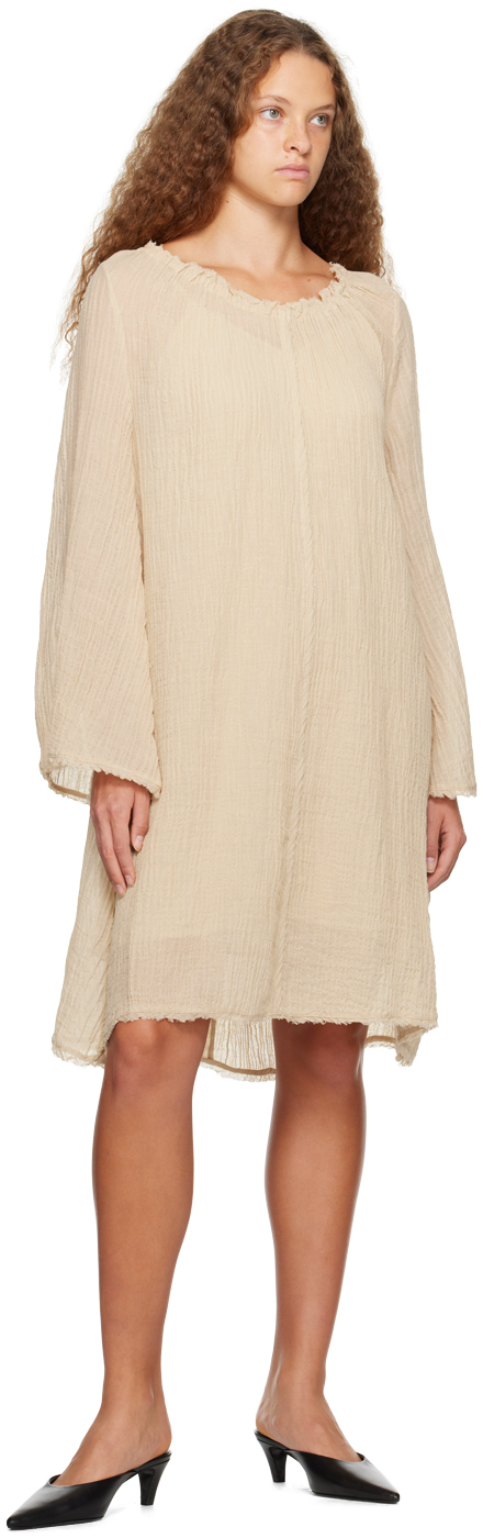By Malene Birger Miya Frayed Linen-gauze Mini Dress In 12a Lt. Sand