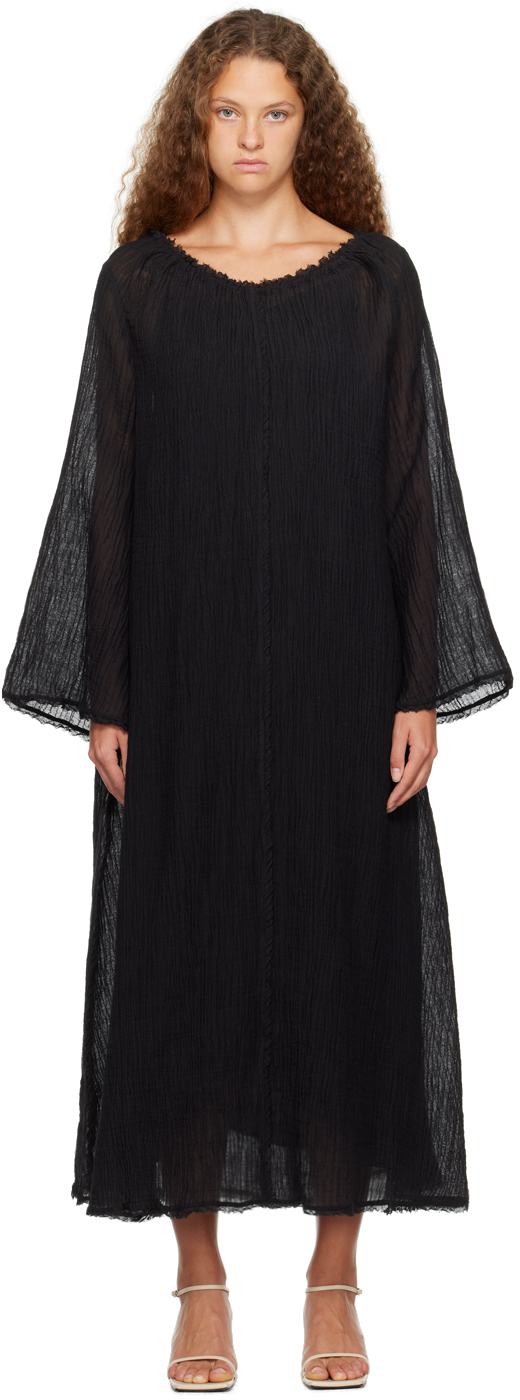 by Malene Birger: Black Evilyn Midi Dress | SSENSE Canada