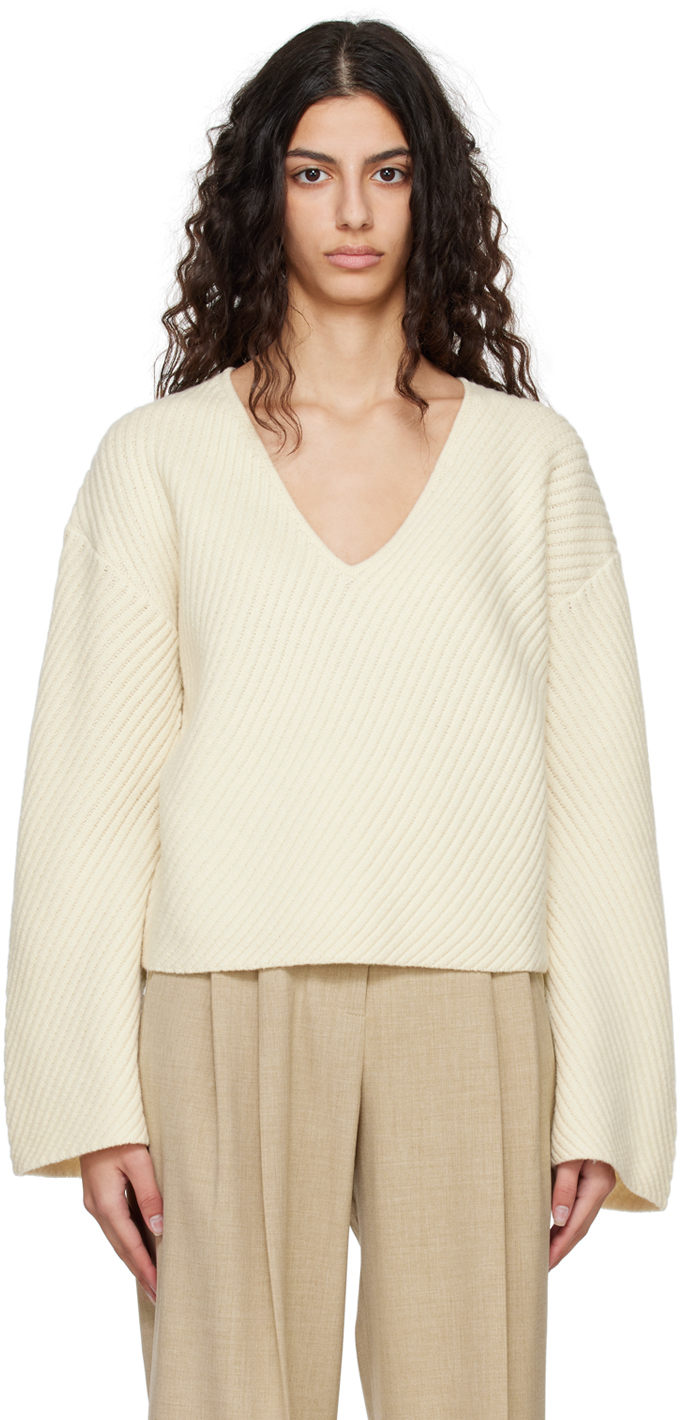 Shop By Malene Birger Off-white Hamie Sweater In 03z Soft White
